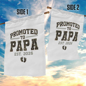 Promoted To Dad Est 2026 Camo Garden Flag Hunting Style New Dad Gift Graphic TS12 Print Your Wear