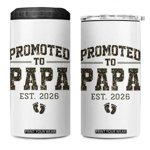 Promoted To Dad Est 2026 Camo 4 in 1 Can Cooler Tumbler Hunting Style New Dad Gift Graphic TS12 One Size: 16 oz White Print Your Wear