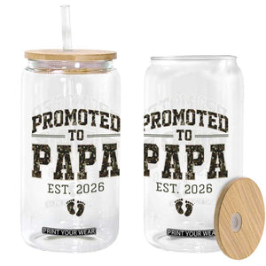 Promoted To Dad Est 2026 Camo Glass Can Hunting Style New Dad Gift Graphic