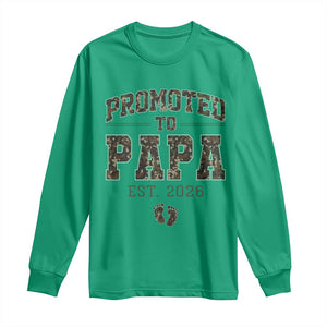 Promoted To Dad Est 2026 Camo Long Sleeve Shirt Hunting Style New Dad Gift Graphic