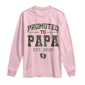 Promoted To Dad Est 2026 Camo Long Sleeve Shirt Hunting Style New Dad Gift Graphic
