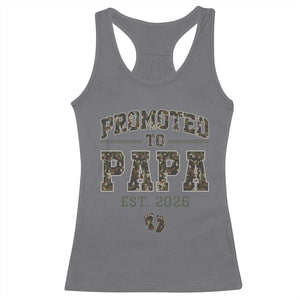 Promoted To Dad Est 2026 Camo Racerback Tank Top Hunting Style New Dad Gift Graphic TS12 Charcoal Print Your Wear