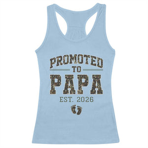 Promoted To Dad Est 2026 Camo Racerback Tank Top Hunting Style New Dad Gift Graphic TS12 Light Blue Print Your Wear
