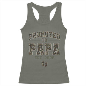 Promoted To Dad Est 2026 Camo Racerback Tank Top Hunting Style New Dad Gift Graphic TS12 Military Green Print Your Wear