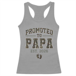Promoted To Dad Est 2026 Camo Racerback Tank Top Hunting Style New Dad Gift Graphic TS12 Sport Gray Print Your Wear