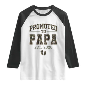 Promoted To Dad Est 2026 Camo Raglan Shirt Hunting Style New Dad Gift Graphic TS12 White Black Print Your Wear