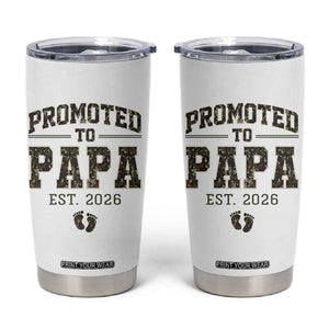 Promoted To Dad Est 2026 Camo Tumbler Cup Hunting Style New Dad Gift Graphic TS12 White Print Your Wear