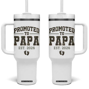 Promoted To Dad Est 2026 Camo Tumbler With Handle Hunting Style New Dad Gift Graphic TS12 One Size: 40 oz White Print Your Wear