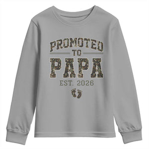 Promoted To Dad Est 2026 Camo Youth Sweatshirt Hunting Style New Dad Gift Graphic TS12 Sport Gray Print Your Wear