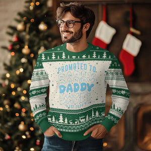Promoted To Daddy 2026 New Boy Dad Ugly Christmas Sweater First Time Fathers Day Gift TS12 Beige Green Print Your Wear