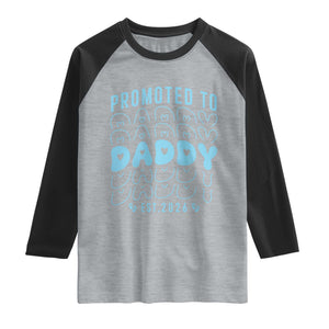 Promoted To Daddy 2026 New Boy Dad Raglan Shirt First Time Fathers Day Gift TS12 Heather Gray Black Print Your Wear