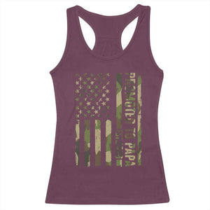 Promoted To Papa Est 2026 American Flag Camo Racerback Tank Top Patriotic New Papa TS12 Maroon Print Your Wear