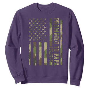 Promoted To Papa Est 2026 American Flag Camo Sweatshirt Patriotic New Papa TS12 Purple Print Your Wear
