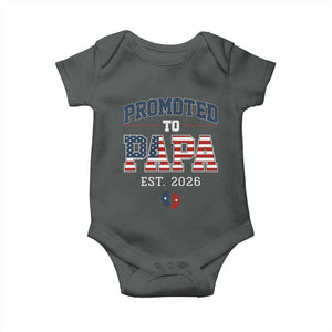 Patriotic Promoted To Dad Est 2026 Baby Onesie US Flag New Father Gift TS12 Dark Heather Print Your Wear