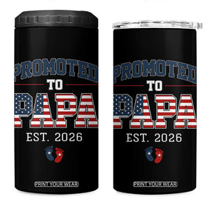 Patriotic Promoted To Dad Est 2026 4 in 1 Can Cooler Tumbler US Flag New Father Gift TS12 One Size: 16 oz Black Print Your Wear