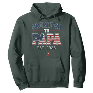 Patriotic Promoted To Dad Est 2026 Hoodie US Flag New Father Gift TS12 Dark Forest Green Print Your Wear
