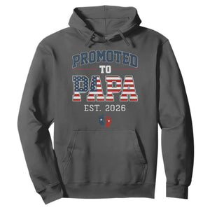 Patriotic Promoted To Dad Est 2026 Hoodie US Flag New Father Gift TS12 Dark Heather Print Your Wear