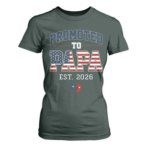 Patriotic Promoted To Dad Est 2026 T Shirt For Women US Flag New Father Gift TS12 Dark Forest Green Print Your Wear