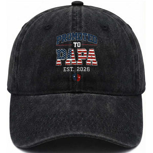 Patriotic Promoted To Dad Est 2026 Washed Cotton Baseball Cap US Flag New Father Gift TS12 Print Your Wear