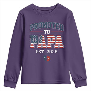 Patriotic Promoted To Dad Est 2026 Youth Sweatshirt US Flag New Father Gift TS12 Purple Print Your Wear