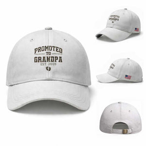 Promoted To Grandpa Est 2026 Baseball Cap Vintage Camo Grandpa Graphic TS12 Baseball Cap Universal Fit White Print Your Wear