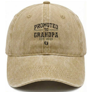 Promoted To Grandpa Est 2026 Washed Cotton Baseball Cap Vintage Camo Grandpa Graphic TS12 Print Your Wear