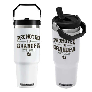 Promoted To Grandpa Est 2026 Flip Straw Tumbler Vintage Camo Grandpa Graphic TS12 One Size: 30 oz White Print Your Wear