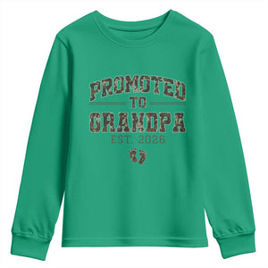 Promoted To Grandpa Est 2026 Youth Sweatshirt Vintage Camo Grandpa Graphic TS12 Irish Green Print Your Wear