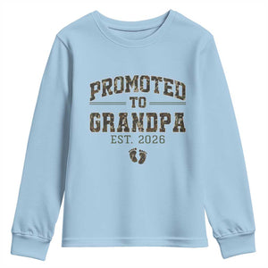 Promoted To Grandpa Est 2026 Youth Sweatshirt Vintage Camo Grandpa Graphic TS12 Light Blue Print Your Wear