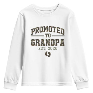 Promoted To Grandpa Est 2026 Youth Sweatshirt Vintage Camo Grandpa Graphic TS12 White Print Your Wear