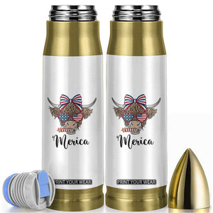 Patriotic Highland Cow Bullet Tumbler Merica USA Flag Farmer Gift