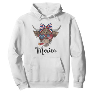 Patriotic Highland Cow Hoodie Merica USA Flag Farmer Gift