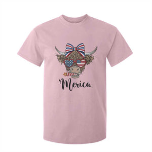 Patriotic Highland Cow T Shirt For Kid Merica USA Flag Farmer Gift