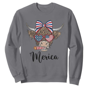 Patriotic Highland Cow Sweatshirt Merica USA Flag Farmer Gift
