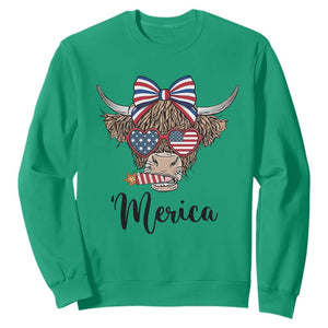 Patriotic Highland Cow Sweatshirt Merica USA Flag Farmer Gift