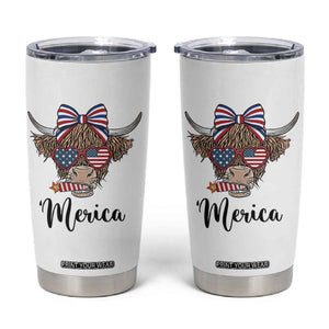 Patriotic Highland Cow Tumbler Cup Merica USA Flag Farmer Gift
