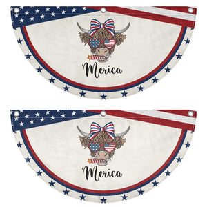 Funny Highland Cow Lover Patriotic Fan Flag Merica USA Flag Farmer Gift