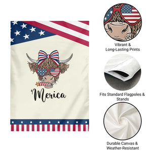 Funny Highland Cow Lover Patriotic Garden Flag Merica USA Flag Farmer Gift