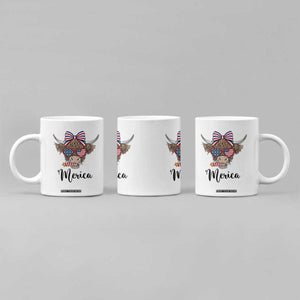 Patriotic Highland Cow Coffee Mug Merica USA Flag Farmer Gift