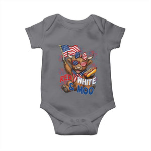 Striped Highland Cow 4th Of July Baby Onesie Red White And Moo