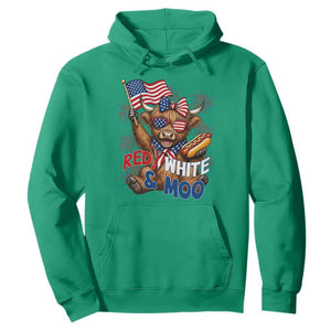 Striped Highland Cow 4th Of July Hoodie Red White And Moo