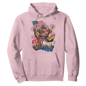 Striped Highland Cow 4th Of July Hoodie Red White And Moo