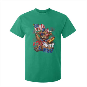 Striped Highland Cow 4th Of July T Shirt For Kid Red White And Moo