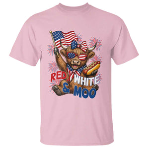 Striped Highland Cow 4th Of July T Shirt Red White And Moo