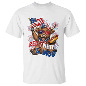 Striped Highland Cow 4th Of July T Shirt Red White And Moo