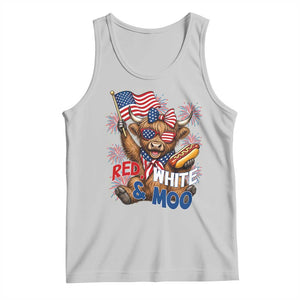 Striped Highland Cow 4th Of July Tank Top Red White And Moo