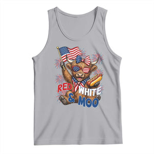 Striped Highland Cow 4th Of July Tank Top Red White And Moo