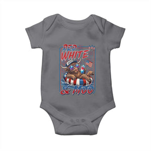 Funny Highland Cow Pool Party 4th Of July Baby Onesie Red White And Moo