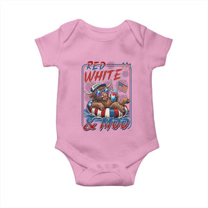 Funny Highland Cow Pool Party 4th Of July Baby Onesie Red White And Moo