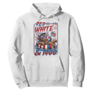 Funny Highland Cow Pool Party 4th Of July Hoodie Red White And Moo